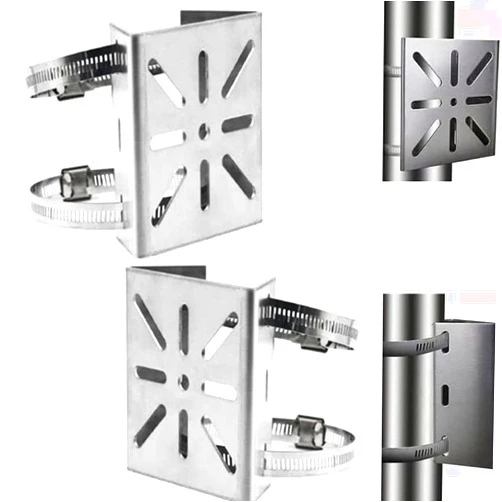 BeElion 2 in Pack Steel Vertical Pole Mount Bracket Mount Camera Adapter for CCTV Security Camera Ptz Dome Vertical Pole Wall Mounting Bracket with 4 Loops
