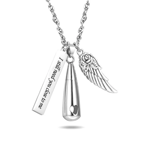 FASJOY Teardrop Hollow Heart Cremation Necklace I still need you close to me Urn Ashes Locket Memorial Keepsake Jewelry