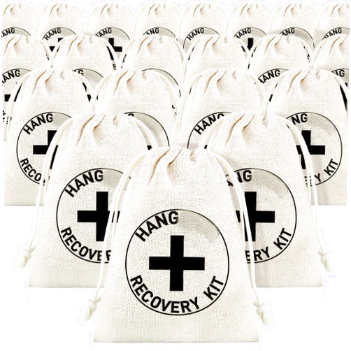 Boao 20 Pack Hangover Bag Gift Bags Bachelor Party Decorations Bachelorette Bridal Shower Pouches with Drawstring Wedding Supplies for Bachelorette Party(White,Cross)