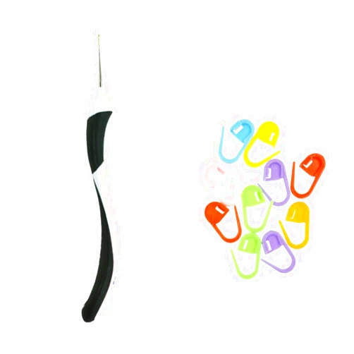 addi Knitting Needles Crochet Hook Swing 6.25 inch (16cm) Size US H (5.0mm) Bundle with 10 Artsiga Crafts Stitch Markers