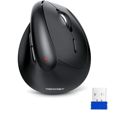 TECKNET Vertical Wireless Mouse, Ergonomic Mouse for Small Hands, 4800DPI, 5 Adjustable DPI Levels, 6 Buttons, 2.4GHz Silent Optical Wireless Mouse for Laptop, Computer, PC, Mac
