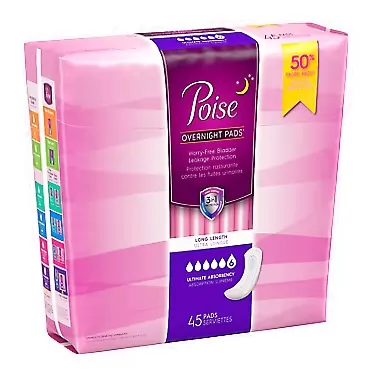 Poise Pads Ultimate Absorbency Long, Case/90 (2 bags of 45)