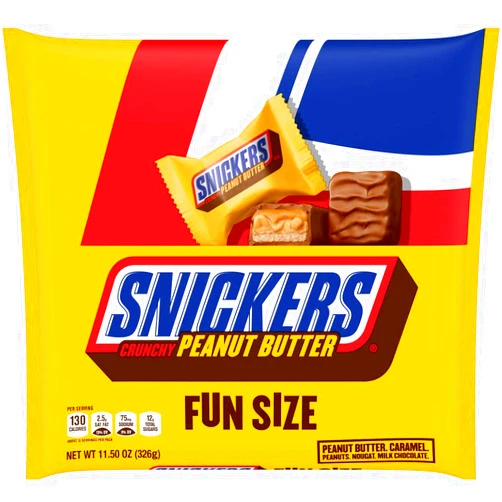 SNICKERS Crunchy Peanut Butter Squared Fun Size Halloween Chocolate Candy Bars, 11.5oz