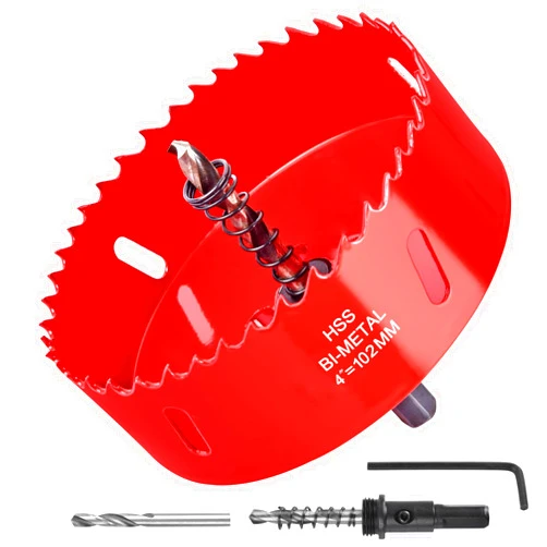 ALLWIN 4 Inch / 102mm Hole Saw for Wood, Plastic Board, Ceiling,Drywall, and Metal Sheet - HSS Bi-Metal Hole Cutter with Pilot Drill Bit