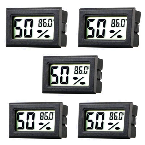 Rojuna Mini Thermometer Hygrometer, Small Digital Electronic Temperature Humidity Meters Gauge Indoor LCD Display Fahrenheit for Humidors, Greenhouse, Garden, Cellar, Fridge, Mason Jar (5)
