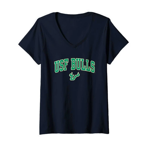Elite Authentics Womens South Florida Bulls Arch Over Officially Licensed V-Neck T-Shirt