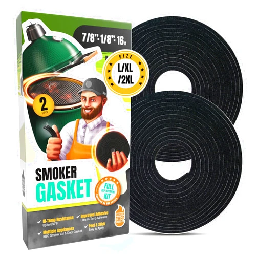 Smoker Chef Big Green Egg Gasket Replacement Large/XL/XXL - 2-Pack x 8 FT Smoker Gasket Seal - BGE Gasket 7/8
