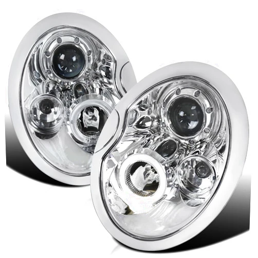 Spec-D Tuning Chrome Projector Headlights Compatible with 2002-2006 R50 / R53 MINI Cooper/Cooper S Hardtop/Hatchback, 2005-2008 R52 MINI Cooper/Cooper S Convertible, Left + Right Pair Headlamps
