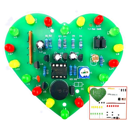 WWZMDiB-DIY Learning Kit Introductory Electronic Components Kit Birthday Gift Desktop Decorations(Fun DIY Soldering Kit,Light-Controlled Musical Heart-Shaped Light)