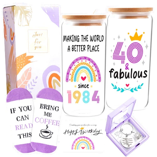 Aeenr 40th Birthday Gifts Women - 40 Year Old Birthday Gifts for Women - 1984 Cool Gifts for Best Friends Wife Her Coworker Sister Mom Daughter Him - Turning 40 Present