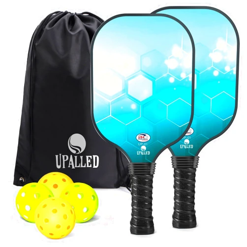 Upalled Pickleball Paddles Set of 2, USAPA Approved Fiberglass Pickleball Set with 2 Lightweight Pickleball Paddle,4 Pickleball Balls,1 Backpack Bag,2 Athletic Tape, Pickleball Rackets for Men Women Gifts