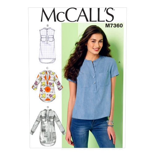McCall's Patterns M7360 Misses' Henley Tops, Size A5 (6-8-10-12-14)