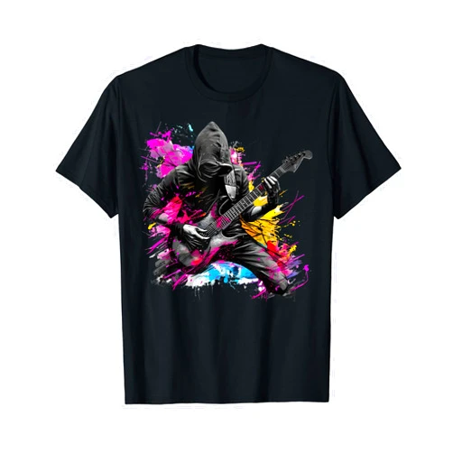 ChromaTone Guitar Wear Six-String Ninja Urban Guitar Art T-Shirt