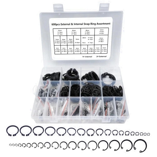 Boatsea 600Pcs Circlip Snap Rings Retaining Rings Assortment Kit, 2 Types 36 Sizes Incl External Circlip Snap Retaining Clip Ring & Internal Snap Ring Circlip Snap Retaining Clip Ring