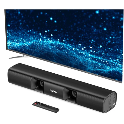 Saiyin Sound Bar for Smart TV - 50W 17 inch Small Soundbar for TV, Vocal Enhanced TV Speaker Built-in Subwoofer, Surround Sound System TV with Bluetooth/Optical/AUX Connection for TV/PC/Projectors