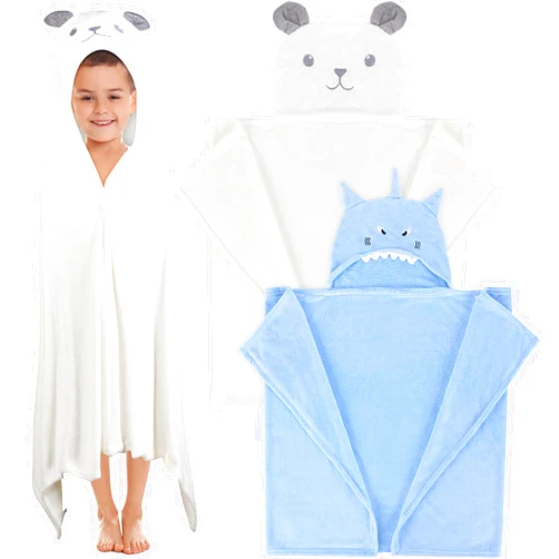 Preboun 2 Pcs Hooded Towel for Kids 27.5 x 50 Inch Large Size Kids Bath Towel for 3-10 Yrs Soft Kids Hooded Bath Towel Absorbent and Kids Bathrobe Blanket for Boys Girls