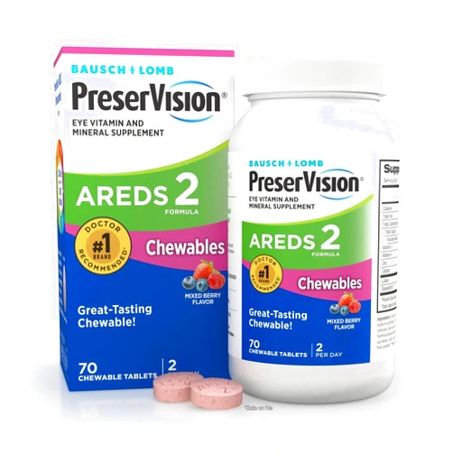 PreserVision AREDS 2 Eye Vitamins, #1 Eye Doctor Recommended Brand, Chewable Lutein and Zeaxanthin Supplement with Vitamin C, Vitamin E,Zinc, and Copper, Mixed Berry, 70 Tablets