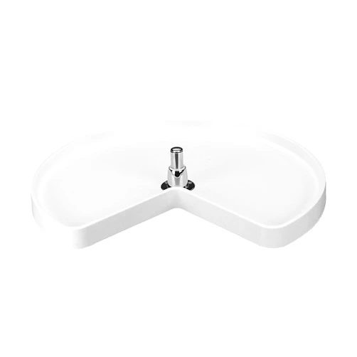 Rev-A-Shelf 6421-24-11-52 24-Inch Polymer Bottom Mount Kidney Shape 1-Shelf Lazy Susan Turntable Storage Organizer for Corner Kitchen Cabinets, White