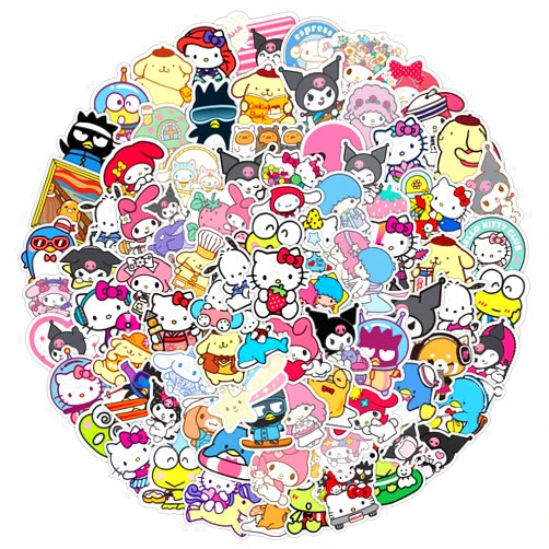 Lumoaster 100 PCS Cute Japanese Cartoon Stickers, Sanrio Anime Kawaii Studio Stickers Vinyl Waterproof Stickers for Laptop Guitar Water Bottle Luggage Bike Scrapbook Skateboard Gift for Kids Teen Girls Adults