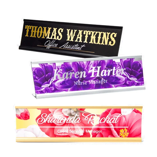 Nyareka Personalized Name Plate for Desk | Clear Acrylic Office Decor with Flowers Design | Custom Desk Decorations | Ideal Personalized Gifts for Women with Name and Title Printing