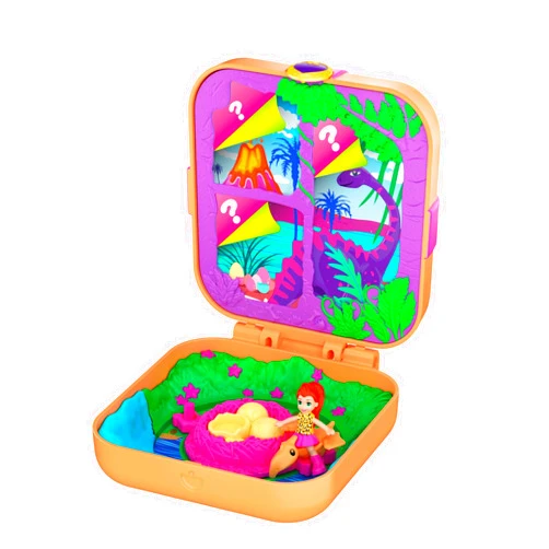 Polly Pocket Hidden Hideouts Lila Dino Discovery Compact, Micro Doll and Accessories