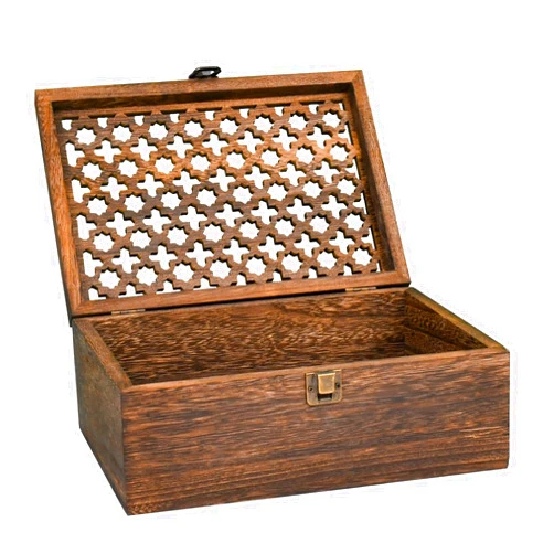Adorabby Wooden Decorative Storage Box with Hinged Lid and Latch - Large Rustic Trellis Design Keepsake Box Crafted from Feather Wood, Ideal for Keepsakes, Remotes, Trinkets, Jewelry