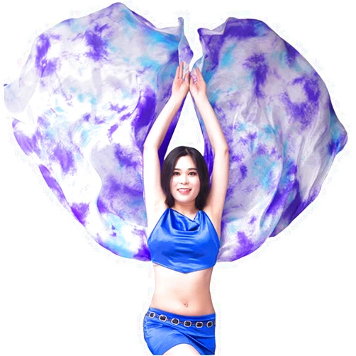 Leemiman Women 100% Silk Belly Dance Silk Veils Tie-Dye Silk Veil Hand Scarves Dancing Accessories 98