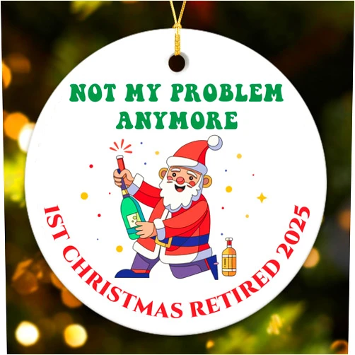 NewEleven Retirement Ornament, Funny Retired Gift for Woman Men, Retired Gifts for Women Mom Nurses Teacher Coworker Friends, Christmas Tree Decorations, First Retirement Christmas Ornament 2025