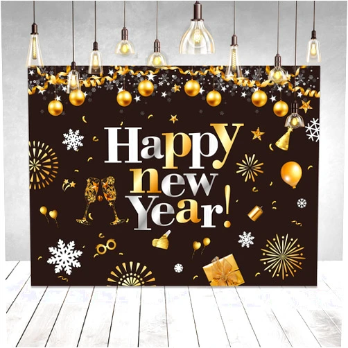 GOER 78 Inch New Year Banner for 2025 New Year Eve Party Decorations Photo Backdrop