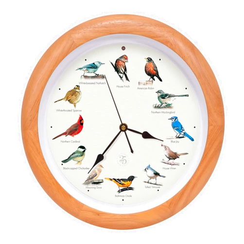 Mark Feldstein & Associates The Original Singing Bird Clock 25th Anniversary Edition (13 Inch, Premium Oak)