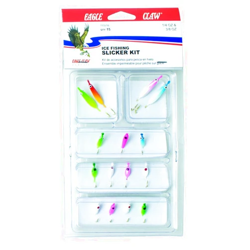 Eagle Claw Slicker Jigs Kit, Assorted Colors, 15-Piece,15SLNL