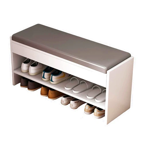 Generic Shoe Storage Bench,Space Saving Shoe Shelf, 2-Tier Storage Rack Bench with Padded Seat,for Entryway, Living Room, Hallway, Bedroom,Light Gray