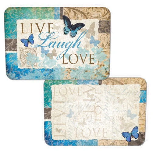 Counterart Live Laugh Love Butterfly Set of 4 Reversible Plastic Placemats Made in The USA