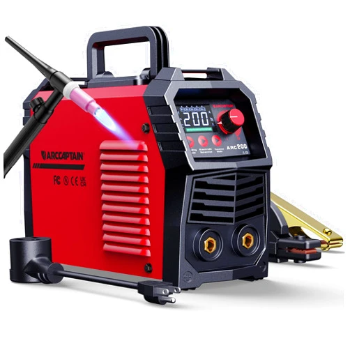 ARCCAPTAIN 200A Stick/Lift TIG Welder with Torch, [Large LED Display] 110V/220V Welding Machine with Synergic Control, IGBT Inverter, Portable MMA Welder Machine with Hot Start, Arc force