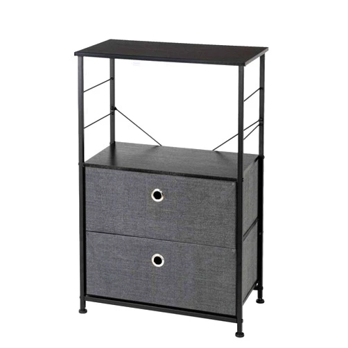 OrangeFish Nightstand Dresser Storage with 2 Drawers and Shelf Storage Bedside Furniture End Table for Home Office Organizer (Black)
