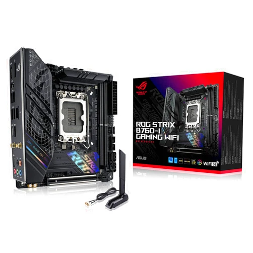 ASUS ROG Strix B760-I Gaming WiFi 6E Intel® B760(13th and 12th Gen)LGA 1700 mini-ITX motherboard,8 + 1 power stages,DDR5 up to 7600 MT/s, PCIe 5.0,2xM.2 slots,USB 3.2 Gen 2x2 Type-C,Aura Sync RGB