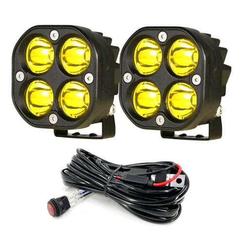 BIGLION.X 3 Inch Pair 80W Amber LED Light Pods Yellow LED Cube Driving Fog Lights Driving Offroad Pod Lights Work Lights Bumper Pods Light Waterproof IP68 with Wiring Harness