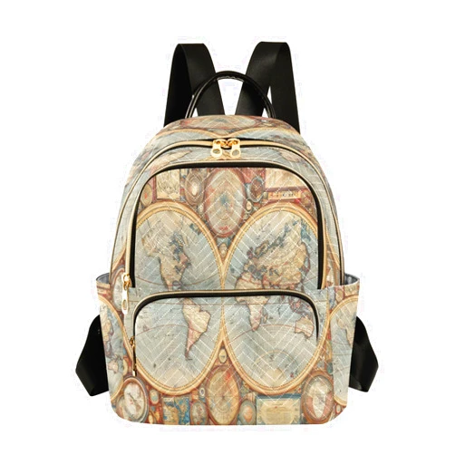 Sinestour Vintage World Map Backpack Purse Lightweight Shoulder Bag Fashion Travel Backpack Handbags for Women Work Ladies Teenage
