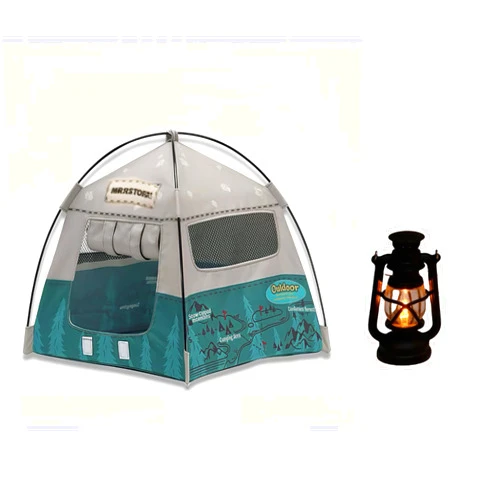 Generic Portable Dollhouse Camping Tent with Mini Kerosene Lamp - Doll House Accessories & Furniture for Fairy Gardens, Camping, and Picnic Party Decor