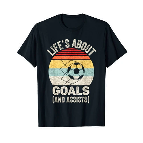 Catch Some Rays Vintage Retro Life's About Goals and Assists Funny Soccer T-Shirt