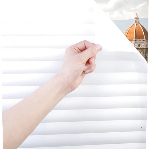 Cloudot Blinds Pattern White Privacy Window Film Sun Blocking UV Blocking Non Adhesive Static Cling Glass Covering for Home Office23.6in*78.7in(60cm*2m)