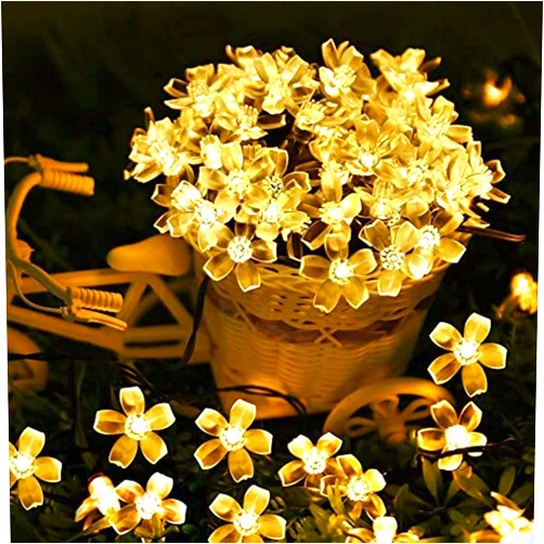 Generic 16 Flower LED Curtain String Lights - Warm White for Indoor/Outdoor Decoration - Diwali, Christmas, Wedding, Party, Home & Patio - Corded Electric (Pack of 1)