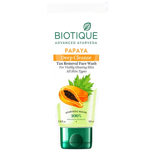 Biotique Bio Papaya Visibly Flawless Skin Face Wash, 100ml I All Skin Type I Dissolve Dead Surface Cells, Unclog Pore Openings