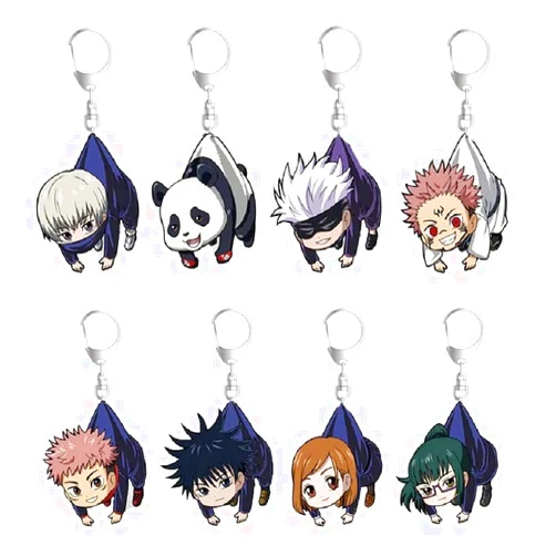 NIMIVVFR Jujutsu Kaisen Keychains Itadori Yuji Gojo Satoru Pendant Anime Jujutsu Kaisen Character Acrylic Pendant Keyrings 8pcs Multicolor