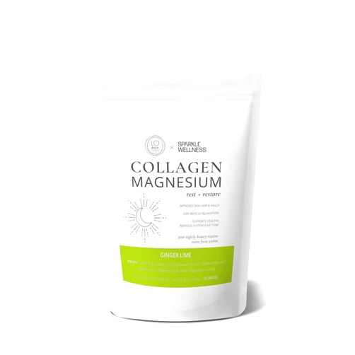 Sparkle Wellness Collagen Magnesium Rest + Restore (Ginger Lime) [30 Serves] | VERISOL Bioactive Collagen Peptides, Magnesium Glycinate & Taurate Salts | Lauren Roxburgh Rest + Restore | Calming Nightly Beauty Routine