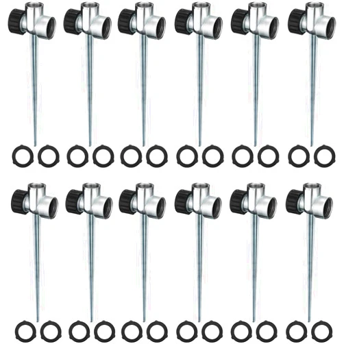 CHENGU 1/2 Inch Zinc Flow Thru Lawn Sprinkler Spike Base Watering Sprinklers for Lawn Garden Yard Ground Grass Irrigation System, 1/2 Inch Pipe Thread(12 Pack)