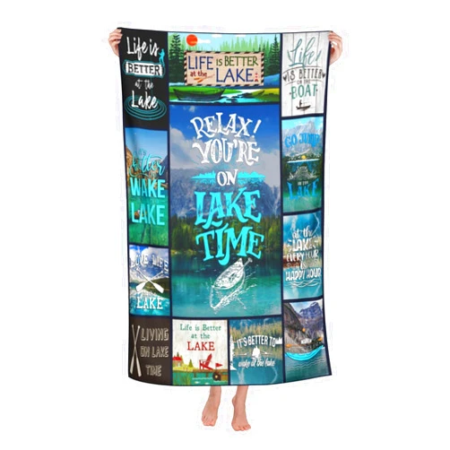MISOLAXI Life is Better at The Lake Bath Towels for Men Women Gift Lake Towels for Travel Gym Camping Pool Yoga Outdoor and Picnic Live Lake Life Towels 32x52inch