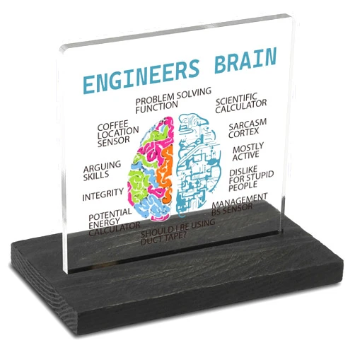 YODOCAMP Engineer Office Decor Desk Sign Plaque Gifts for Mechanical Engineers Aerospace Electrical Civil Software Engineering Graduation, Future Retirement Engineers Brain Decorative Plaque TZJ70