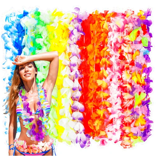 Arrowom 36pcs Hawaiian Leis, Leis for Luau Party Bulk Silk Flower Necklace, Colorful Hawaiian Tropical Hula Dance Decorations Bulk, Hawaiian Flower Leis Summer Beach Pool Party Decorations Favors Supplies