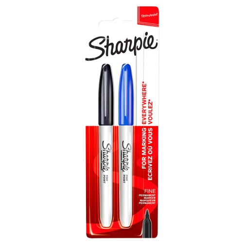 Sharpie Permanent Markers | Fine Point | Black & Blue | 2 Count